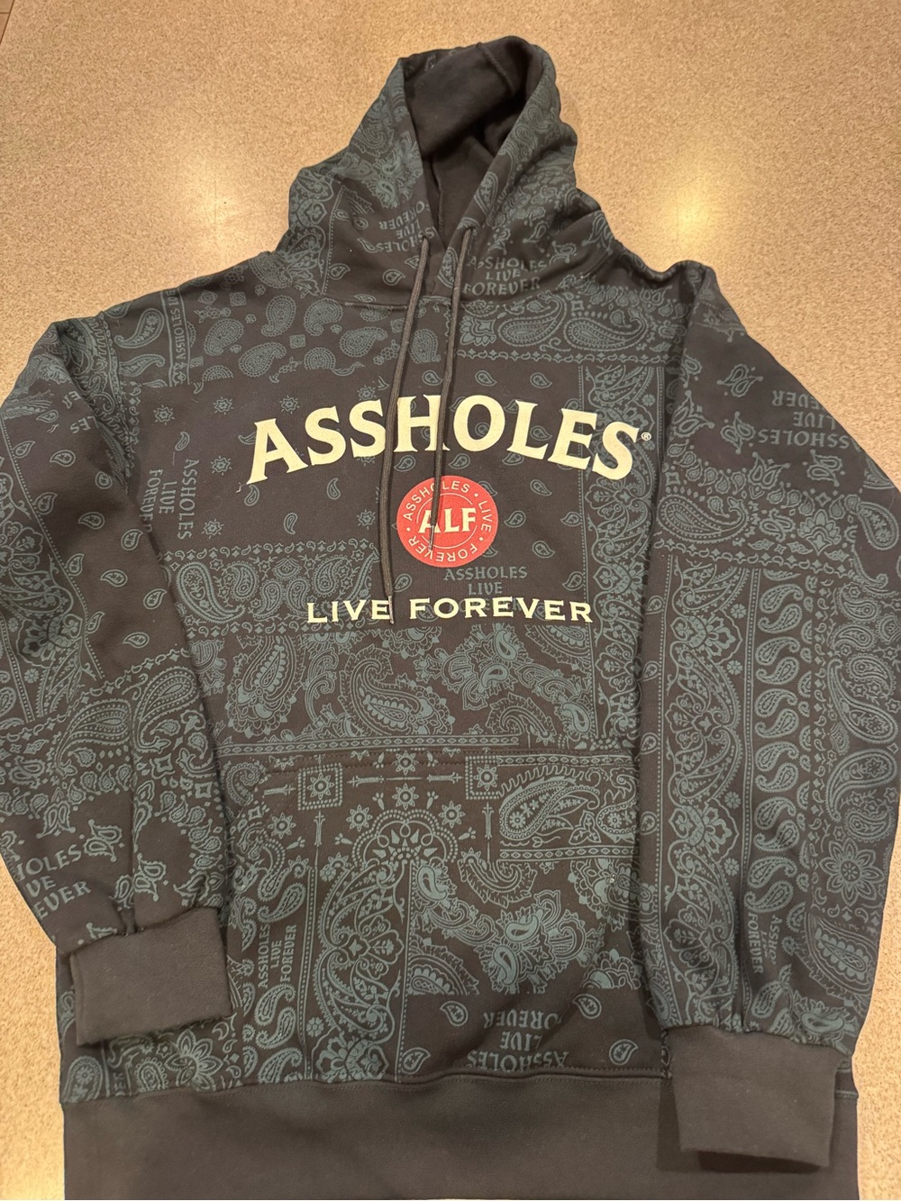Small mens A$$holes live forever long sleeve hoodie EUC.  ALF